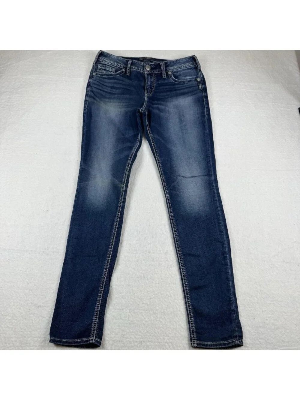 Silver Jeans Co. Jeans Womens Size 29x31 Blue Aiko High Super Skinny Embroidered